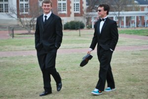 Andrew tux and Nikes